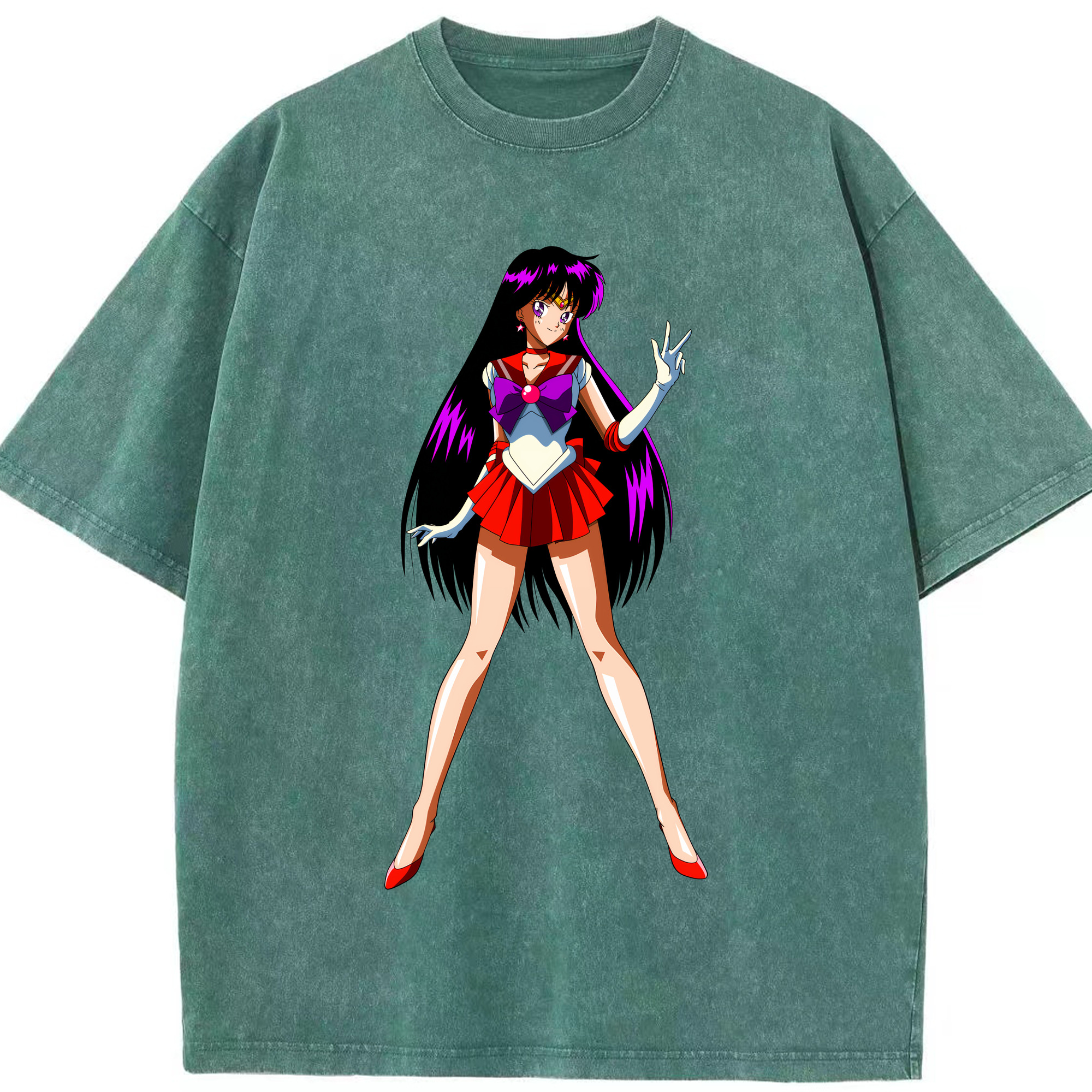 （画像用） 美少女戦士セーラームーン 火野レイ ひの レイ Sailor Moon Hino Rei （セーラーマーズ,Sailor Mars） 綿100% ヴィンテージ風 半袖Tシャツ（フロントプリント）